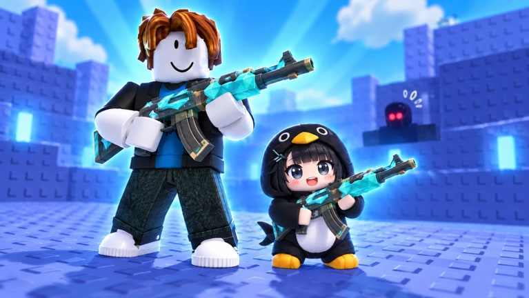Roblox +1 DMG FPS Earth-defense scene showing FPS shooting, enemy waves, and stage combat HUD